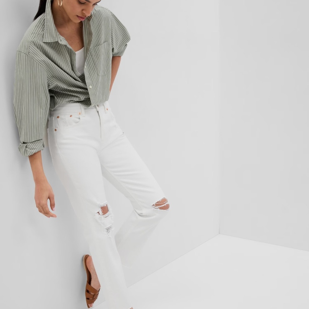 GAP Cheeky Straight High Rise Jeans - white
